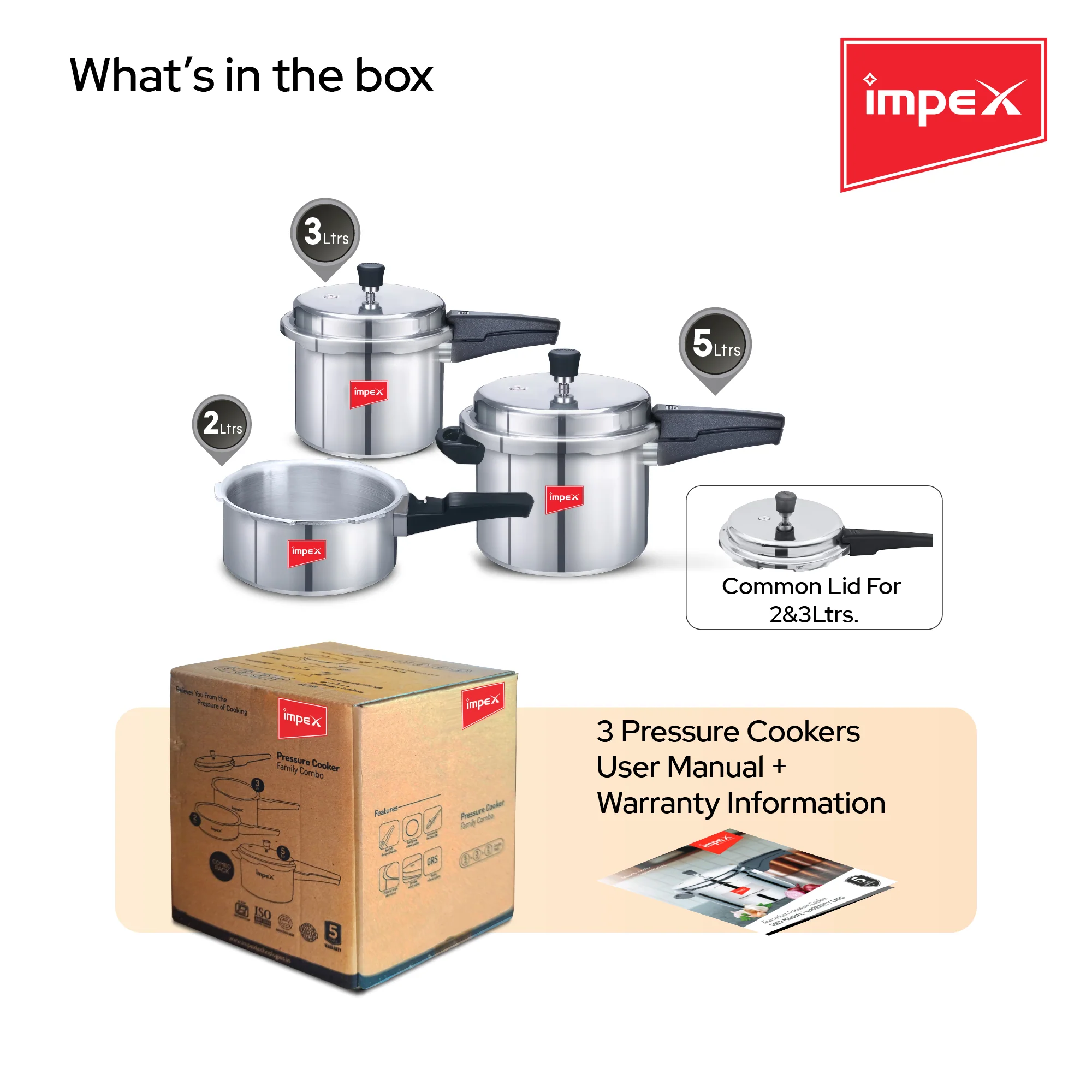 Migo Induction Base Combo 2 L, 3 L, 5 L Aluminium Pressure Cooker(Pack of 3) - Image 12