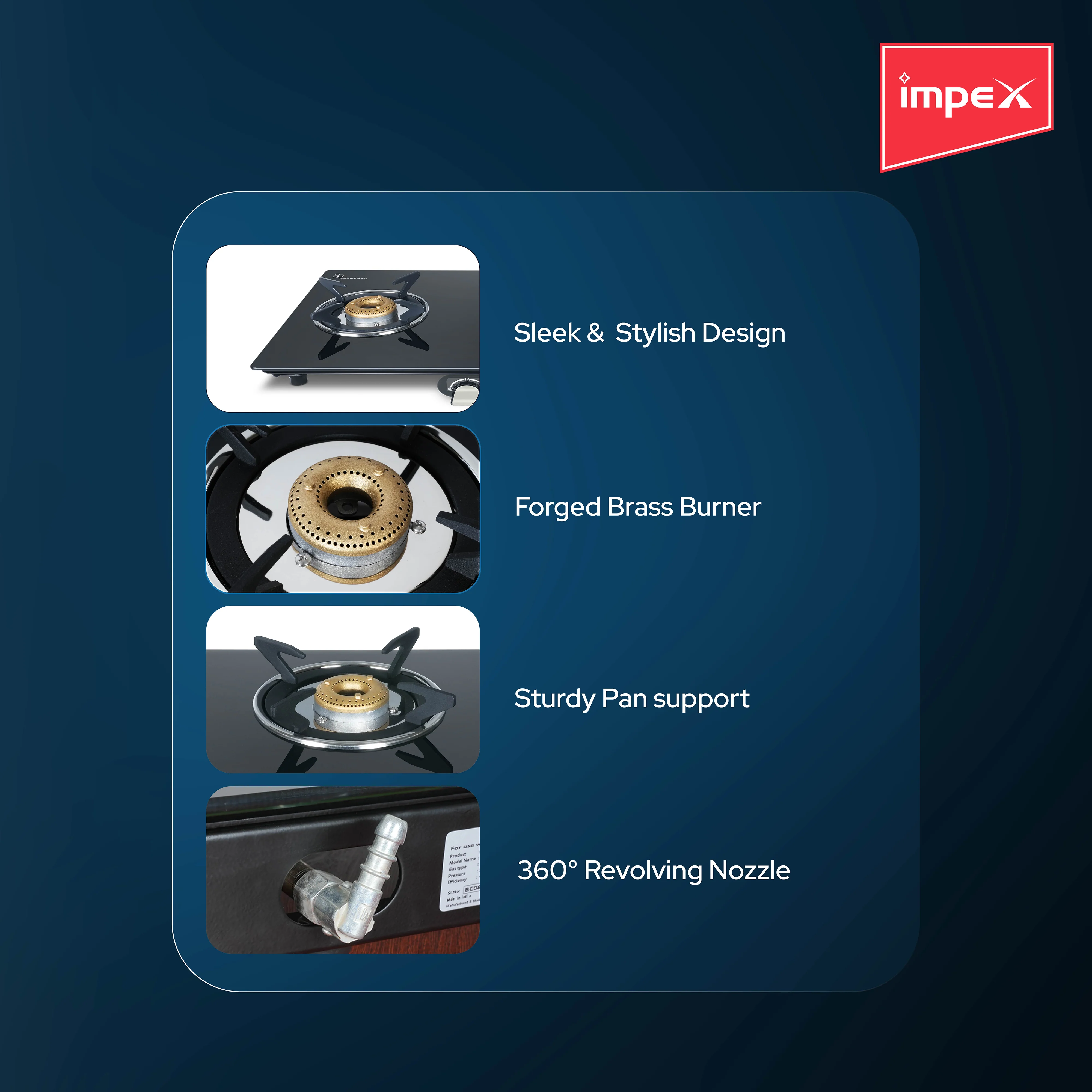 Impex AIRA 3B Frameless Glass top Gas Stove - Image 3