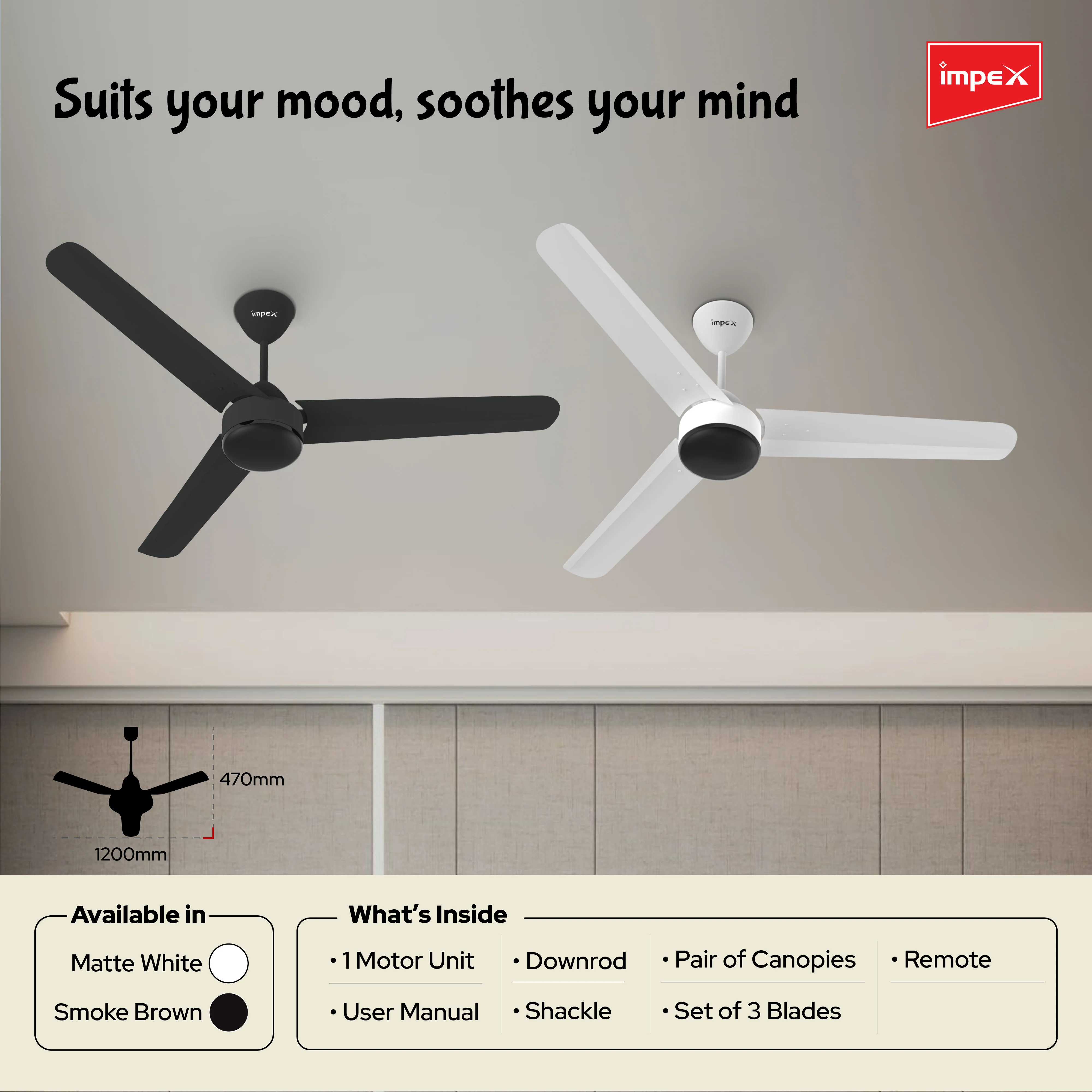 Impex BLDC Ceiling Fan ATOM 28 5 Star Rated Ceiling Fans for Home with Remote Control | Upto 65% Energy Saving High Speed Fan Having 5 Years Warranty (Smoke Brown) - Image 5