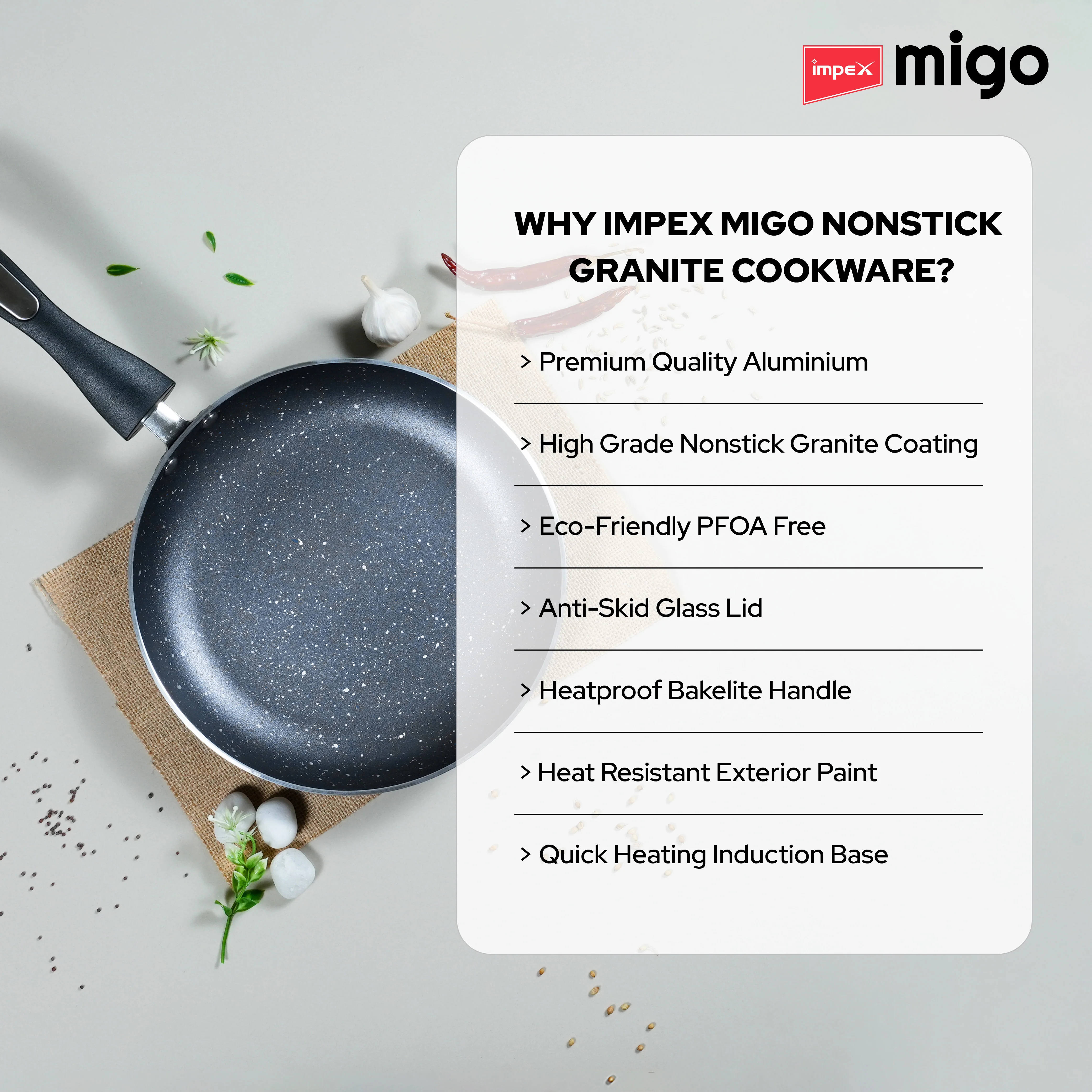 IMPEX Migo Nonstick Granite 4 Pcs Festival Gift Set FKT(G), 5-Layer Super Granite Induction Bottom - Image 7