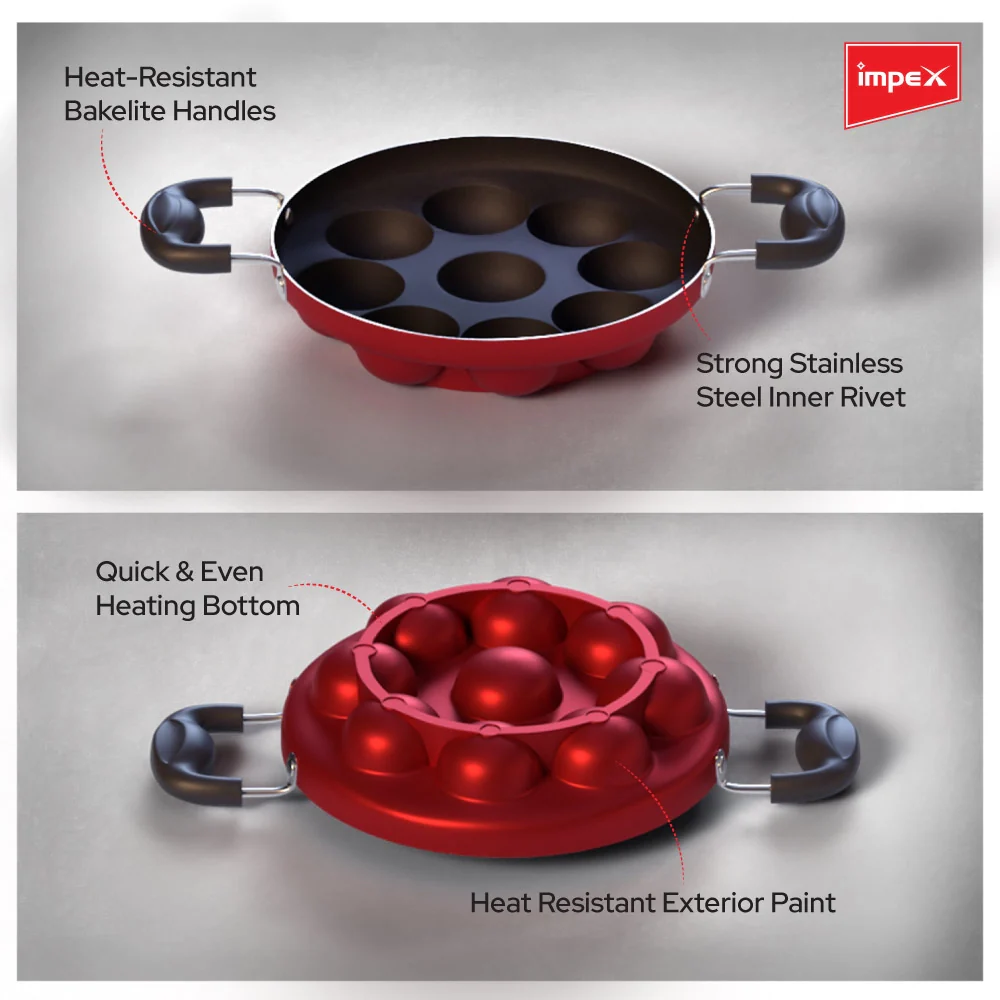Impex Premium Non Stick Paniyarakkallu (Unniyappa Chatty, 9 Pits) - Image 4