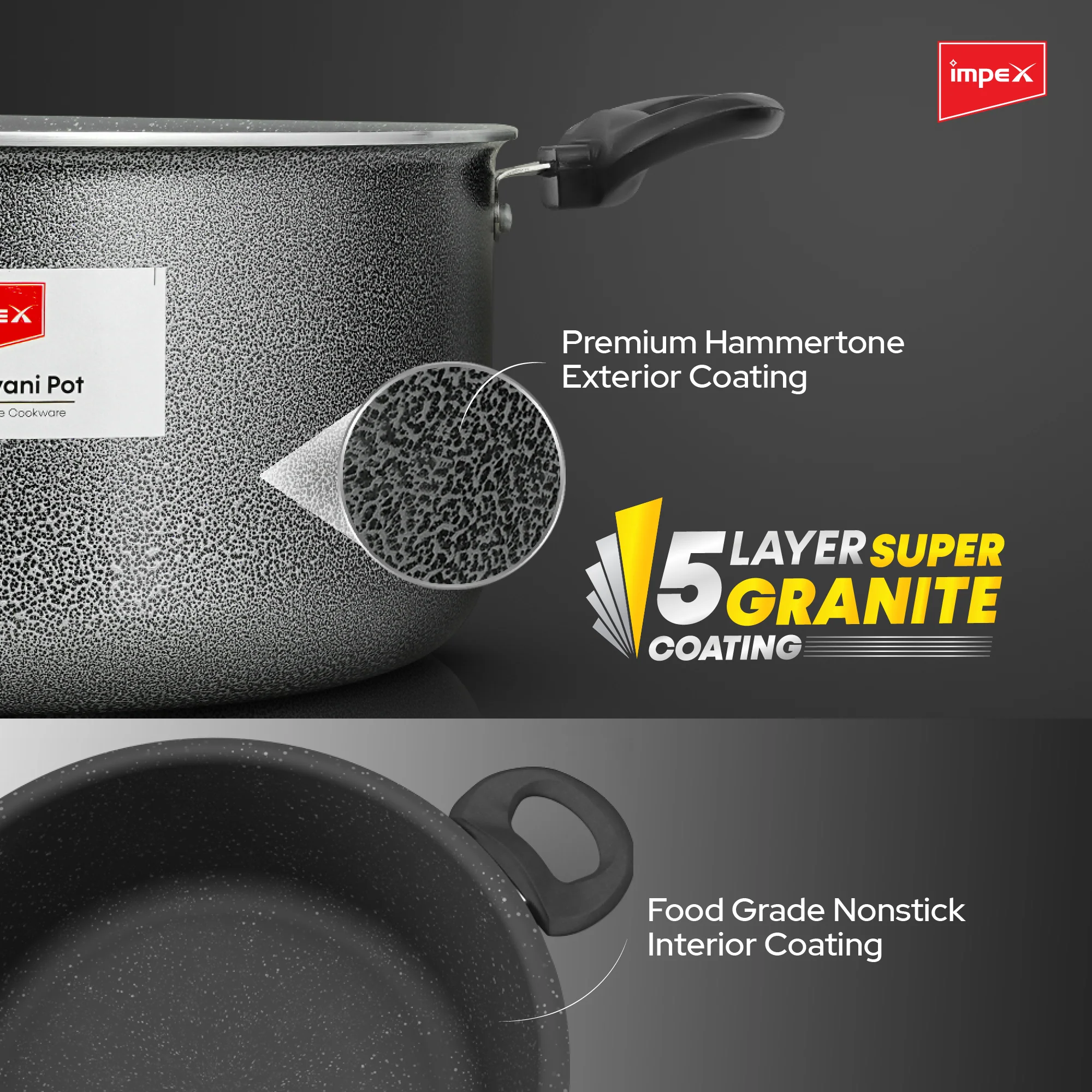 Impex RDBP12 - 12L, Dum Biryani Pot, Aluminium, PFOA-Free, Tempered Glass Lid, Induction Compatible, 1 Year Warranty, Grey - Image 3