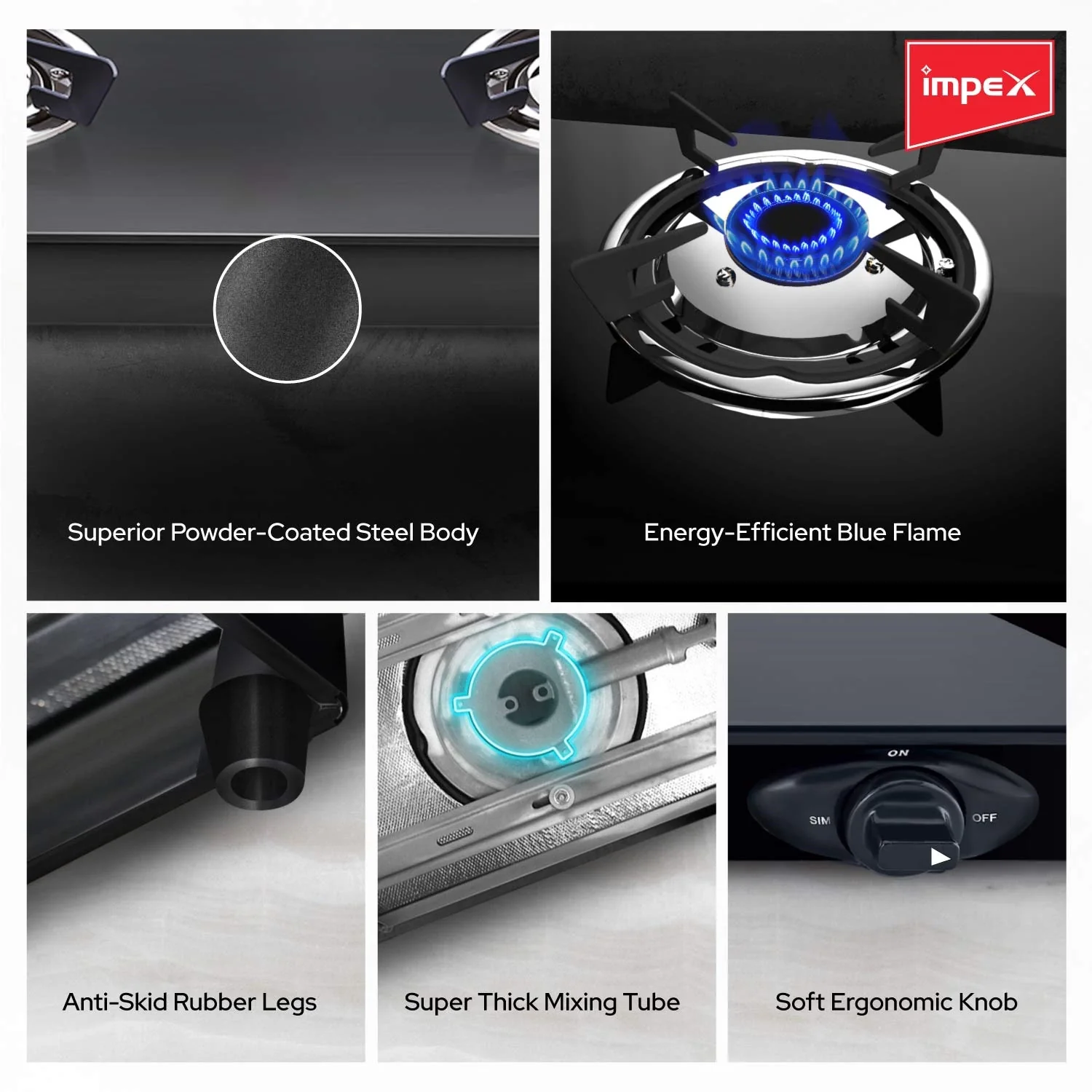 2 Burner Black Glasstop Gas Stove SPECTA 2B NEO - Image 4