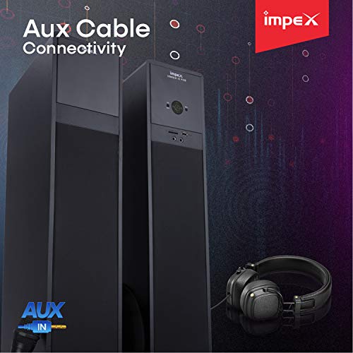 Impex Thunder-T3 Plus 160 Watts 2.0 Channel Multimedia Tower Speaker with USB/SD/TF/FM Radio/AUX/Bluetooth/Wireless Mic & Remote Function (Black) - Image 3