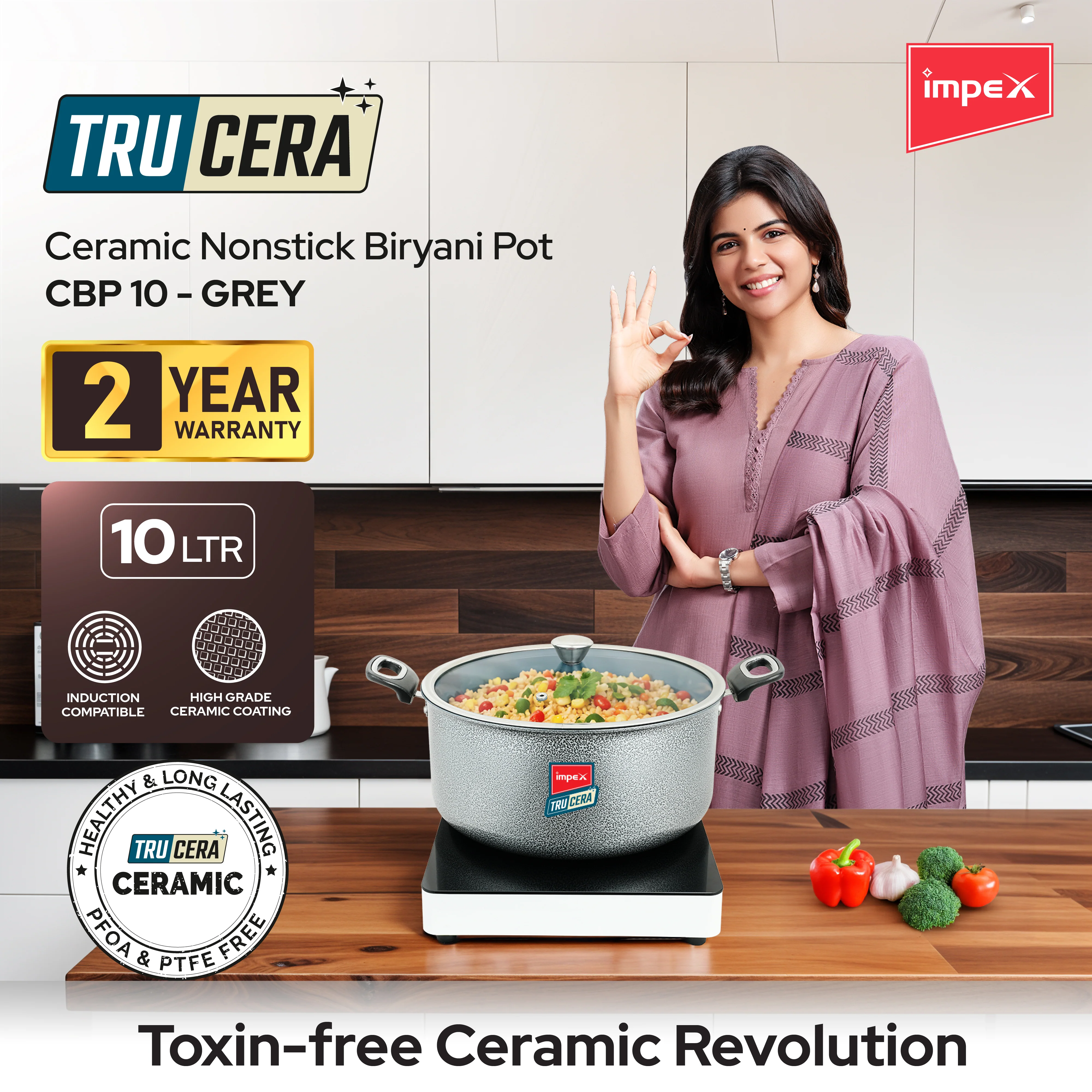 Trucera 10L Ceramic Biriyani Pot | Induction, Non-Stick | 2 Year Warranty - Image 10
