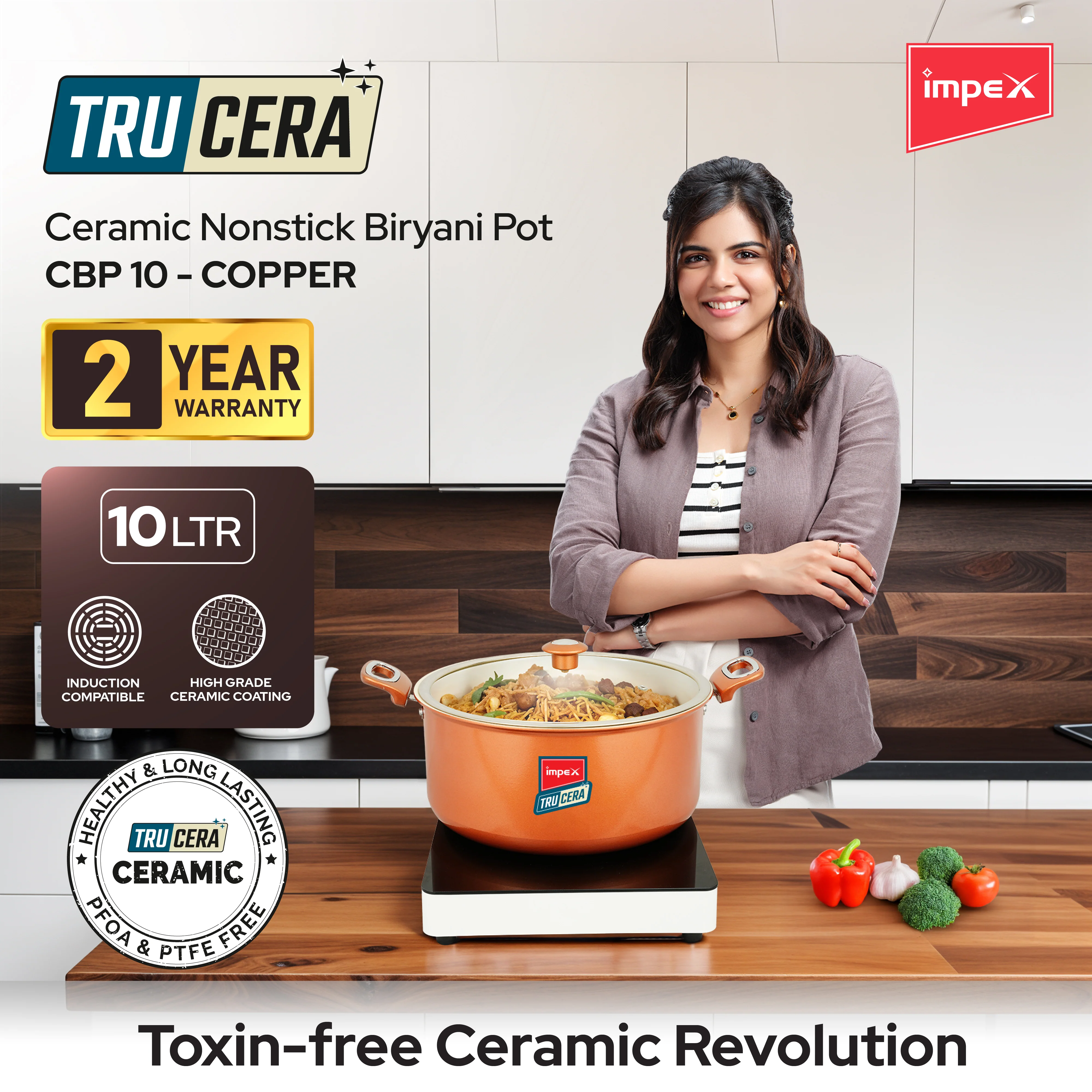 Trucera 10L Ceramic Biriyani Pot | Induction, Non-Stick | 2 Year Warranty - Image 3